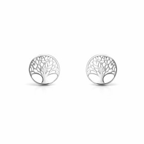 Boucles d oreilles puces argent 925 rhodié composées d un arbre vie dans un cercle 7mm diamètre Système d attache : pousse...
