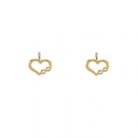 Boucles d oreilles puces argent rhodié doré forme coeur 8x6mm le signe l infini Système d attache : poussette belge