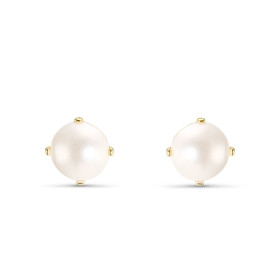Boucles d oreilles pces argent doré des perles d imitation serties griffées Dimension : 8x8mm Système d attache : poussett...