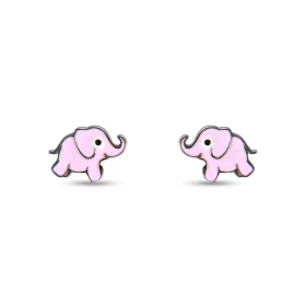 Boucles d oreilles puces argent pour enfant forme d éléphant émail Dimension : 9x6mm Système d attache : poussette belge