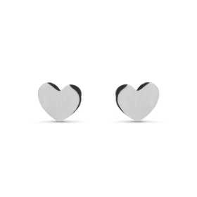 Boucles d oreilles puces argent rhodié forme coeur Dimension : 7x6mm Système d attache : poussette belge