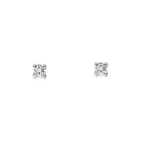 Boucles d oreilles puces Or Blanc 375 Oxydes zirconium Pierre ronde 3mm diamètre