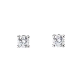 Boucles d oreilles puces Or Blanc 375 Oxydes zirconium Pierre ronde 5mm diamètre