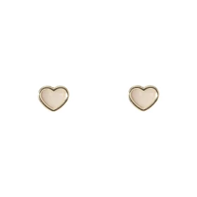 Boucles d oreilles puces Or Jaune 375 forme coeur nacre Dimension puce : 4x5mm