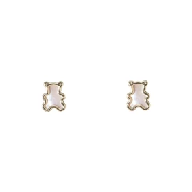 Boucles d oreilles puces Or Jaune 375 forme d ourson nacre Dimension puce : 4x5mm