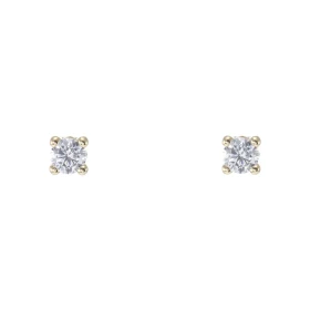  Boucles d oreilles puces Or Jaune 375 Oxydes zirconium Pierre ronde 4mm diamètre 
