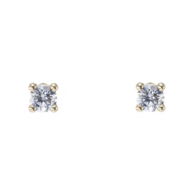  Boucles d oreilles puces Or Jaune 375 Oxydes zirconium Pierre ronde 5mm diamètre 