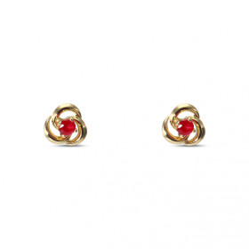 Boucles d oreilles Or Jaune 750/1000 Rubis Diamètre des pierres : 2mm Dimensions du motif : 5 x 5 mm