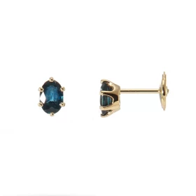  Boucles d oreilles serties deux Saphirs ovales 6x4mm (2 x 0,60 carat) Monture or jaune Système fermeture sécurisé ALPA Po...