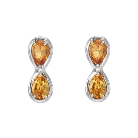 Boucles d oreilles Signe Infini Argent 925 Rhodié Citrine Chaque boucle est sertie deux pierres forme poire mesurant 6x4mm...