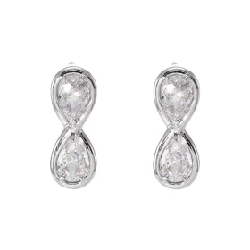 Boucles d oreilles Signe Infini Argent 925 Rhodié Oxyde zirconium Chaque boucle est sertie deux pierres forme poire mesura...