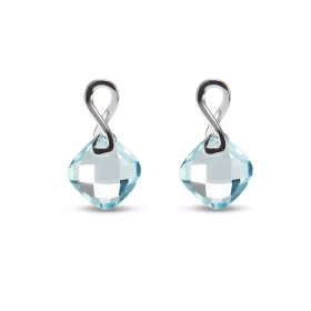 Boucles d oreilles Topaze Bleue Traitée Or Blanc 750 Ces jolies pierres taillées coussin mesurent 6x6mm Les dimensions d u...