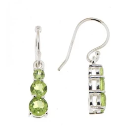 Boucles d oreilles Pendantes Argent 925 Péridot Pierres rondes 3, 4 5mm diamètre Longueur: 25mm
