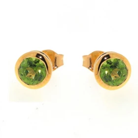  Boucles d oreilles Vermeil Péridot serties pierres 6mm diamètre 