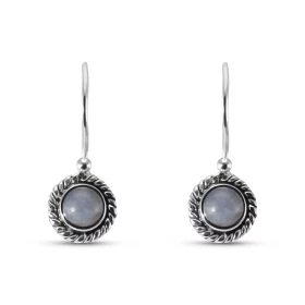 Boucles d oreilles Vintage Pendantes Argent 925 Calcédoine Ronde 5mm Ces boucles d oreilles pendantes sont serties pierres...