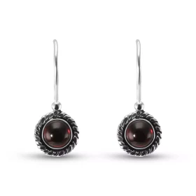 Boucles d oreilles Vintage Pendantes Argent 925 Grenat Rond 5mm Ces boucles d oreilles pendantes sont serties pierres rond...