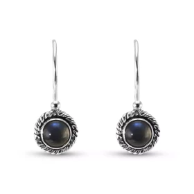Boucles d oreilles Vintage Pendantes Argent 925 Labradorite Ronde 5mm Ces boucles d oreilles pendantes sont serties pierre...