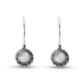 Boucles d oreilles Vintage Pendantes Argent 925 Labradorite Ronde 5mm Ces boucles d oreilles pendantes sont serties pierre...