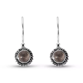 Boucles d oreilles Vintage Pendantes Argent 925 Quartz Rose Rond 5mm Ces boucles d oreilles pendantes sont serties pierres...