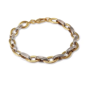 Bracelet 2 Ors 750 maille fantaisie Longueur : 19 cm Largeur maille : 7,6mm