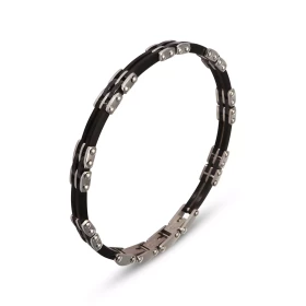 Bracelet Homme Acier composé maillons gris noirs mat Largeur : 7,1mm Longueur : 19,5, 20,5 ou 21,5cm