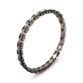 Bracelet Homme Acier composé maillons anthracites gris mat Largeur : 7mm Longueur : 19,5, 20,5 21,5cm