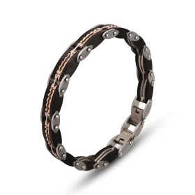 Bracelet Homme Acier composé maillons noirs mat roséLargeur : 9,7mm Longueur : 20 ou 21cm