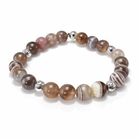 Bracelet Agate Botswana 8mm Oeil porte bonheur métal Ce Bracelet est composé perles 8mm Agate Botswana 5 intercalaires mét...