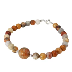 Bracelet Agate Crazy Lace 6-10mm Argent Ce bracelet est composé pierres 6mm d une pierre 10mm son centre Elle est séparée ...