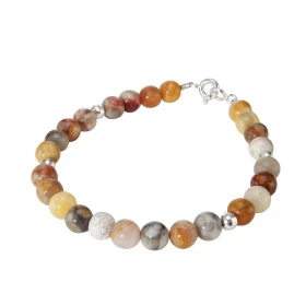 Bracelet Agate Crazy Lace 6mm Argent Ce bracelet est composé pierres 6mm, 4 perles facettées Argent 4mm diamètre d une per...