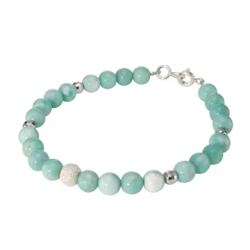 Bracelet Amazonite 6mm Argent Ce bracelet est composé pierres 6mm, 4 perles facettées Argent 4mm diamètre d une perle arge...