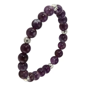  Bracelet Améthyste 8mm Oeil porte bonheur Ce Bracelet est composé 20 perles 8mm Améthyste 5 intercalaires métal représent...