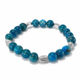 Bracelet Apatite 8mm Feuille métal Ce Bracelet est composé perles 8mm Apatite 5 intercalaires métal représentant une feuil...