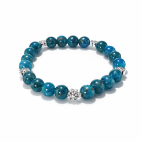 Bracelet Apatite 8mm fleur métal Ce Bracelet est composé perles 8mm Apatite 5 intercalaires métal représentant une fleur I...
