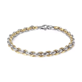 Bracelet argent rhodié argent doré composé d une maille fantaisie 6mm large Longueur : 21cm Système d attache : mousqueton