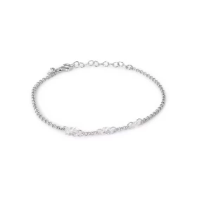 Bracelet argent rhodié composé d une maille jasseron 1,8mm large 3 oxydes zirconium facetés 4,5 6mm diamètre Longueur ajus...