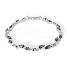 Bracelet Argent 925 Améthyste Navette 6x3mm Bracelet serti pierres taille navette 6x3mm Longueur : 19cm