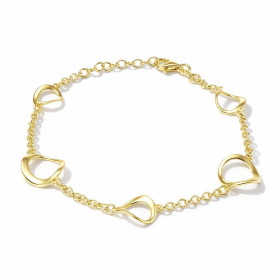 Bracelet argent 925 doré composé 3 cercles 9mm diamètre satiné 2 cercles 12mm lisses Chaîne maille jaseron 2,3mm large Lon...