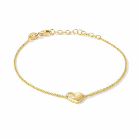 Bracelet argent 925 doré composé d un coeur 7x8mm ajouré d un ovale Chaîne maille forçat 1mm large Longueur ajustable 16 à...