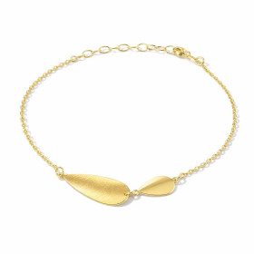 Bracelet argent 925 doré composé d une goutte argent brossé 10x20mm une goutte lisse 7x10mm Chaîne maille forçat 1,2mm lar...