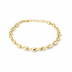 Bracelet argent 925 doré composé d olives lisses satinées 4x7mm Longueur ajustable 17 à 19cm Système d attache : mousqueton