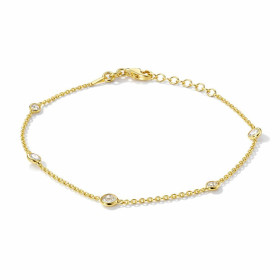 Bracelet argent 925 doré composé 2 oxydes zirconium serti clos 3mm, 2 oxydes 4mm 2 oxydes 4,5mm diamètre Chaîne maille for...