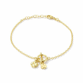 Bracelet argent 925 doré composé d un fermoir décortif T 2 breloques trèfle porte bonheur Chaîne maille forçat 1,7mm large...