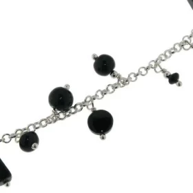 Bracelet Argent 925 emmaillements d onyx L onyx est taillée cabochon, les pierres sont differentes formes La longueur du b...