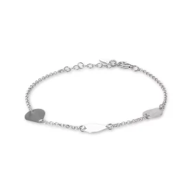 Bracelet argent rhodié composé d une chaîne maille jasseron 1,8mm large 3 motifs gouttes dont 2 satinées 8x11mm Longueur a...
