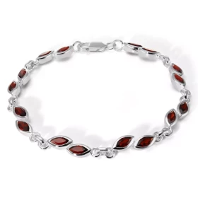 Bracelet Argent 925 Grenat Navette 6x3mm Bracelet serti pierres taille navette 6x3mm Longueur : 19cm