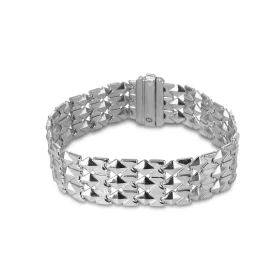 Bracelet argent rhodié maille fantaisie Largeur : 16mm Longueur : 19,5cm Système d attache : cliquet