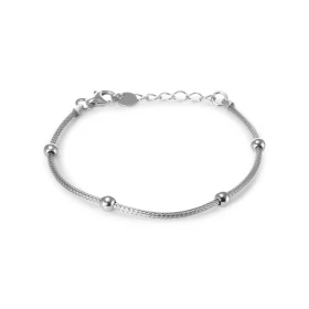 Bracelet argent rhodié composé d une maille fantaisie 1,6mm large 4 boules d argent 4mm diamètre Longueur ajustable 17,5 à...