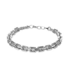 Bracelet argent rhodié composé d une maille forçat 7mm large Longueur ajustable 18,5 à 21cm Système d attache : mousqueton