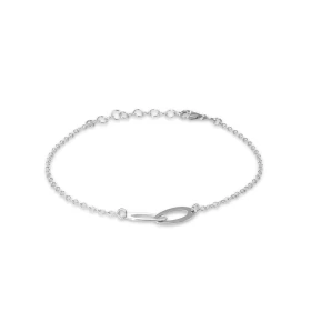 Bracelet argent rhodié composé d une maille forçat ronde 1,5mm large 2 ovales entrelacés 5x11mm Longueur ajustable 17,5 à ...